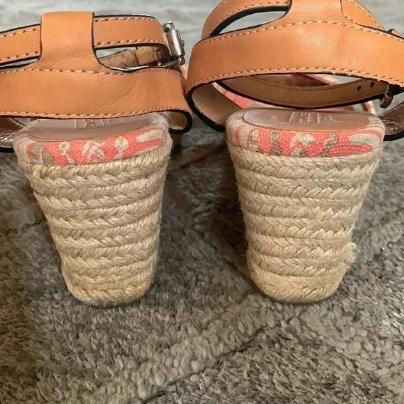 Coach Henley Print Open-toe Fabric Wedge Sandals Size 10 - Picture 6 of 6